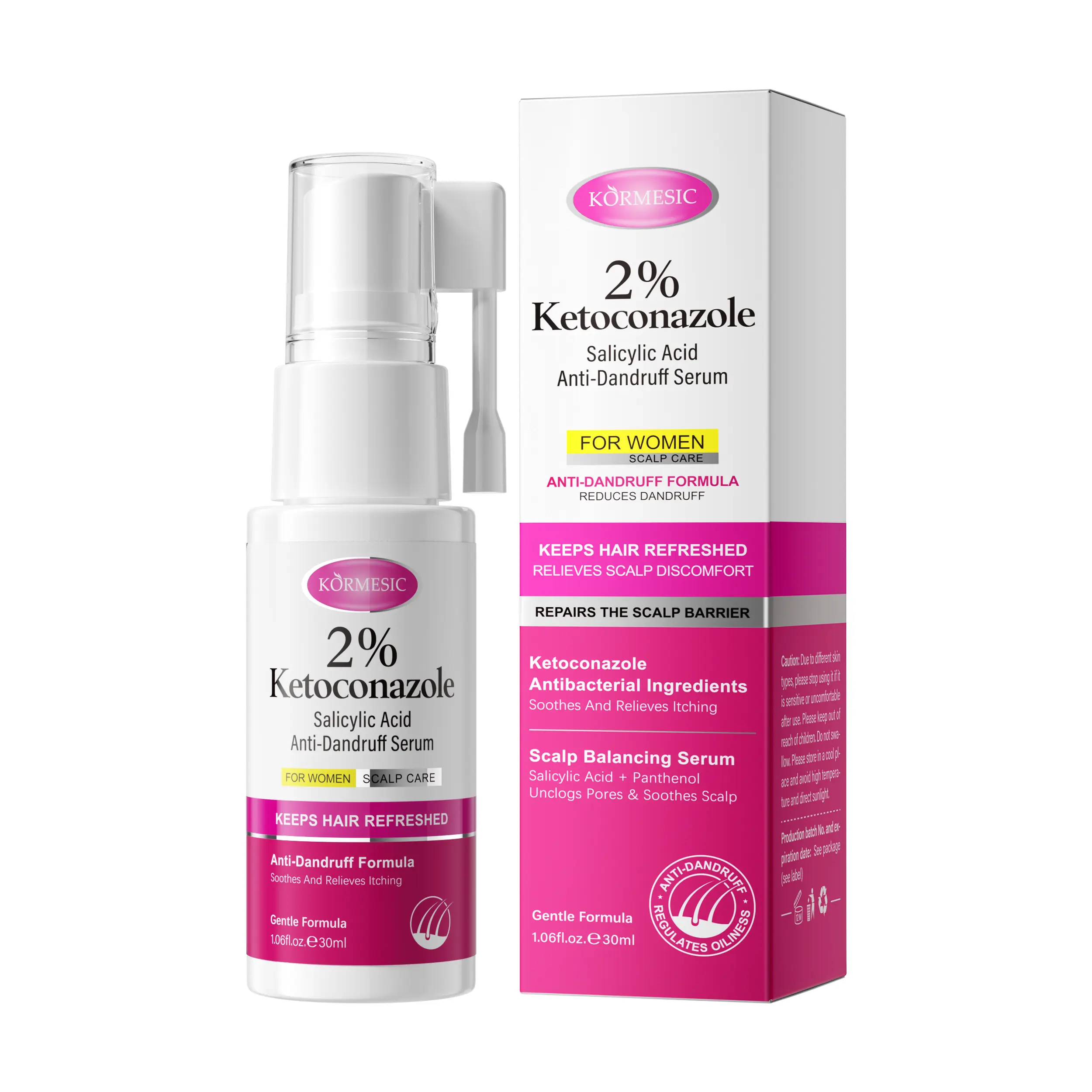 [BUY 1 GET 2]KORMESIC 2% Ketoconazole Anti Dandruff Serum for Women, Salicylic Acid Scalp Treatment Spray, Soothes Itchy Scalp, Oil Control, Deep Clean Flaky Dandruff, Repair Scalp Barrier