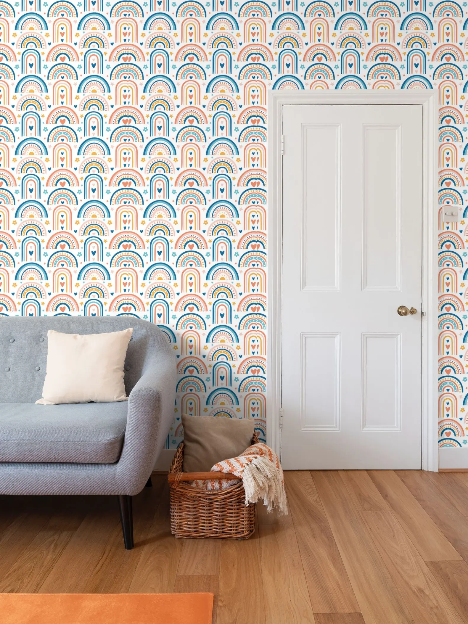 Heartline Rainbows Designer Wallpaper