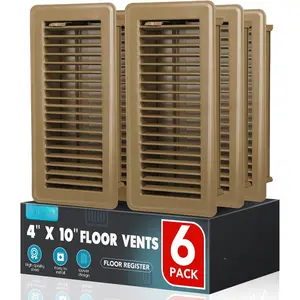 Floor Register 4x10, 6 Pack Brown Floor Vent Covers, Heavy Duty Steel Walkable Floor Vents,Vent Covers for  Floor