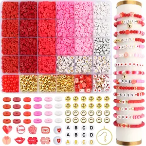 5100pcs Soft Clay Beads Bracelet Making Kit, Friendship Bracelet Set, Flat Beads for Jewelry DIY, Necklace Handmade Gift, DIY Mix Beads