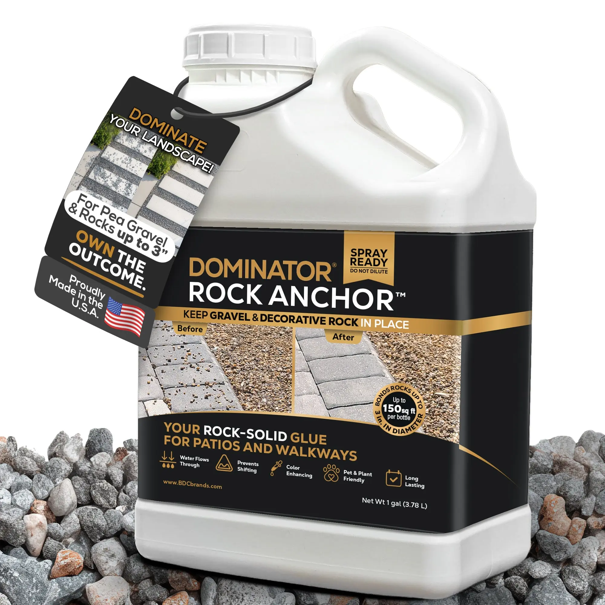 DOMINATOR® Rock Anchor - Rock & Pea Gravel Glue For Landscaping