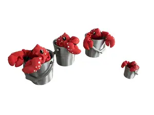 3D Printed Large Sized Lobster in Bucket Articulated Figure Desk Animal Figurine