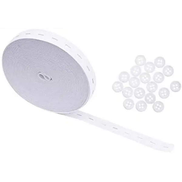0.75 Inch Buttonhole Knit Elastic Band for Sewing, Flat Stretch Strap Spool for Waistbands