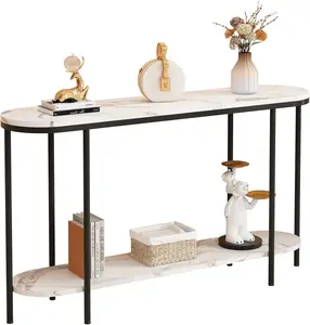 Console Table for Entryway, Modern Faux Marble Console Table, 2-Tier Sofa Table, Entryway Table