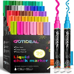 30 Colors Liquid Chalk Markers for Blackboard Chalkboard Calendar Glass Neon Pens, Washable Window Markers Paint and Drawing for Car Auto Bistro Mirror Wet Erase Chisel Tip