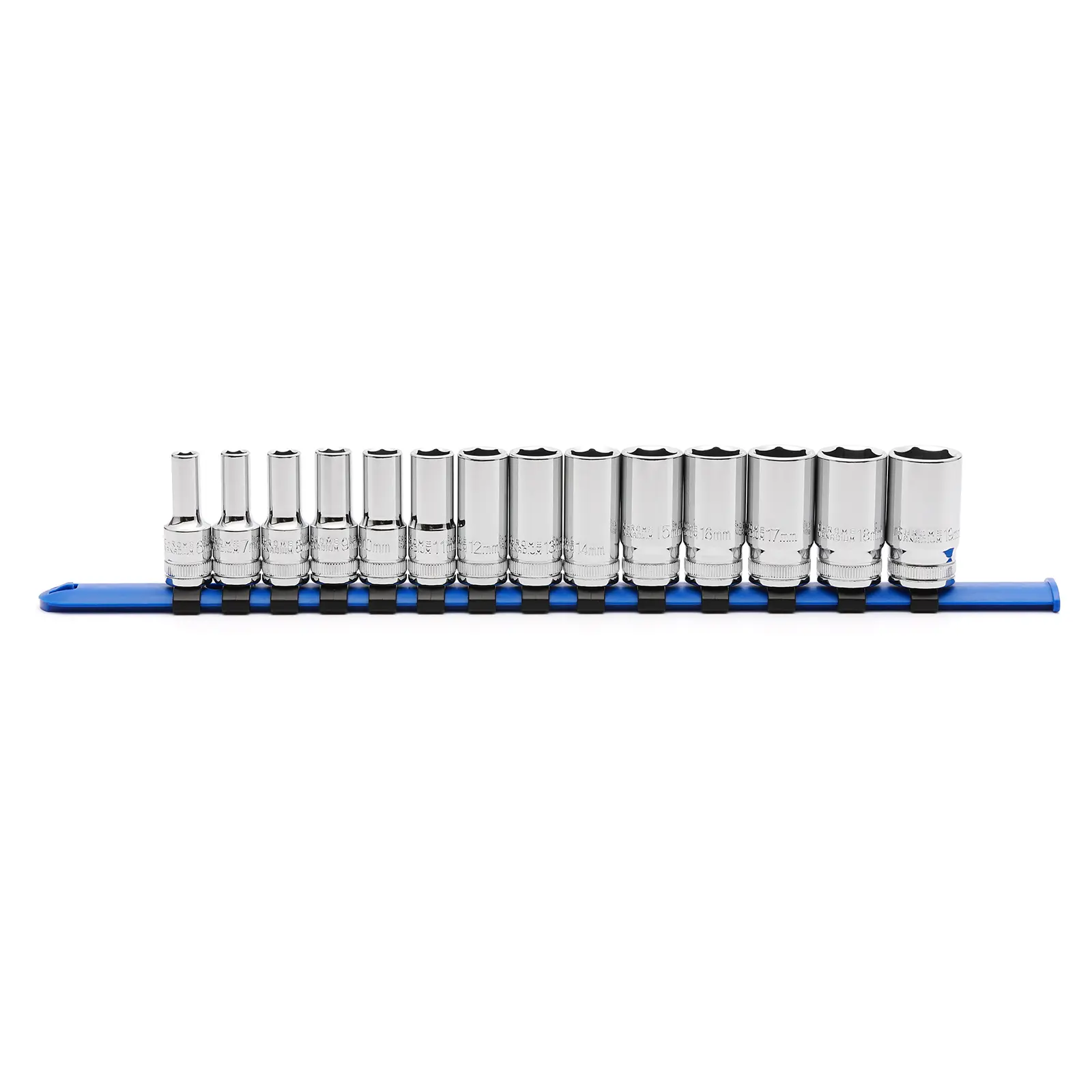 CASOMAN 14PCS CR-V 3/8" Drive 6-Point Metric Mid-Length Wrench Socket Set (6-19 mm: 6,7,8,9,10,11,12,13,14,15,16,17,18,19 mm) - Chrome Vanadium Steel Hardware Work Tools with Mirror Chrome Finish