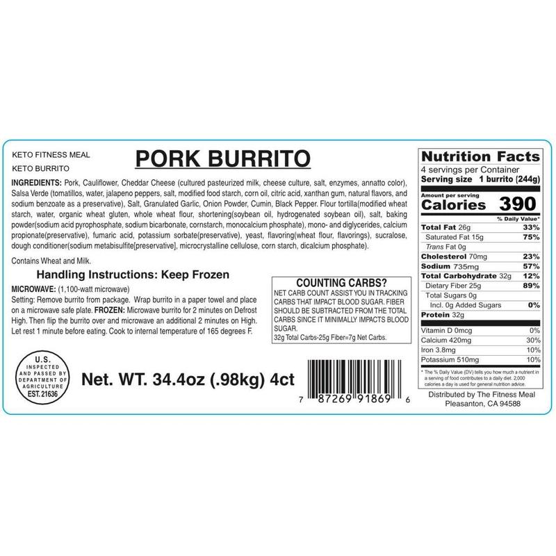 12 Keto Diet Burrito - Mix & Match Pork-Chicken-Steak $5.75 each Free Shipping