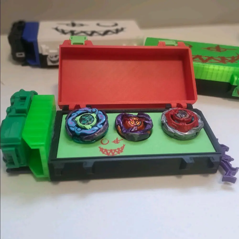 Beyblade X Mega Deckbox- Grin Art - Holds 3 Beys, 1 Launcher, and 1 Ripcord