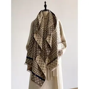 Women's Fashion Elegant Plaid Scarf with Fringe Decoration, Soft Warm Shawl for Fall & Winter, Stylish Accessory for Women and Girls, Blanket Scarf