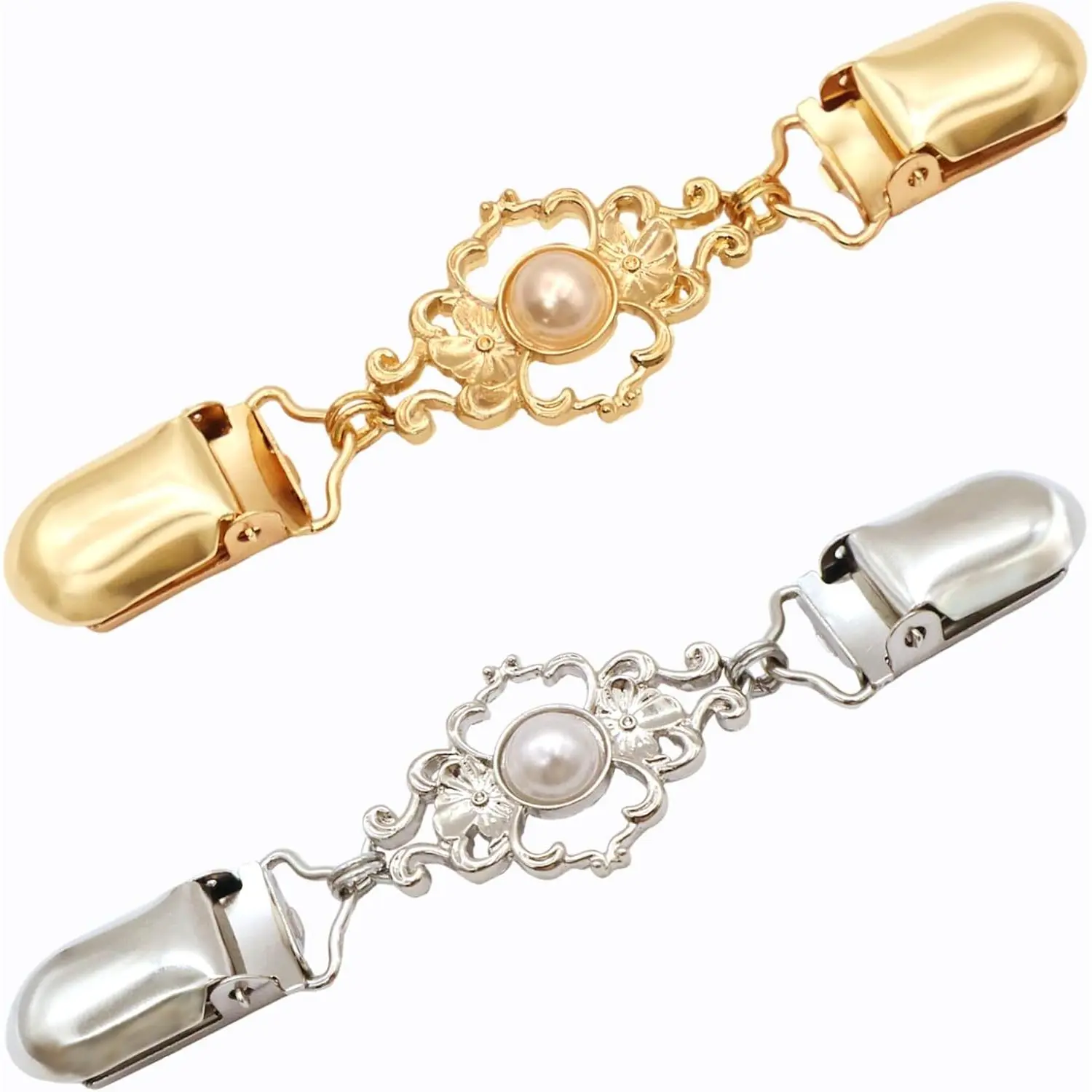2 count  Cincher Clips Dress Clips  Cinch for Shawl Cardigan Sweater Clothes Shirt Tightener Clip(Silvery Golden)