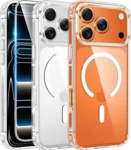 iPhone 17 Pro Case: Clear Magnetic Transparent Phone Cases with Screen Protector Slim Military Grade Drop Protection Rugged Shockproof Protective Cell Phone Cover