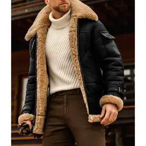 Men'sWinterCoatLargeSizeWarmCompositeLeatherJacketThickenedLeatherandFurIntegratedOvercoatforMen