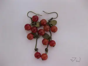 Red Sweet Cherry Crystal Bead Dangle Earrings by JW Fashion Jewelry