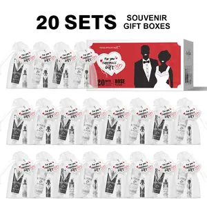 MissPactBox 20pcs/Box Luxury Wedding Theme Gift Set Includes Hand Cream Lip Balm Organza Bag Greeting Card Perfect for Newlyweds & Children Souvenir Gift Boxes