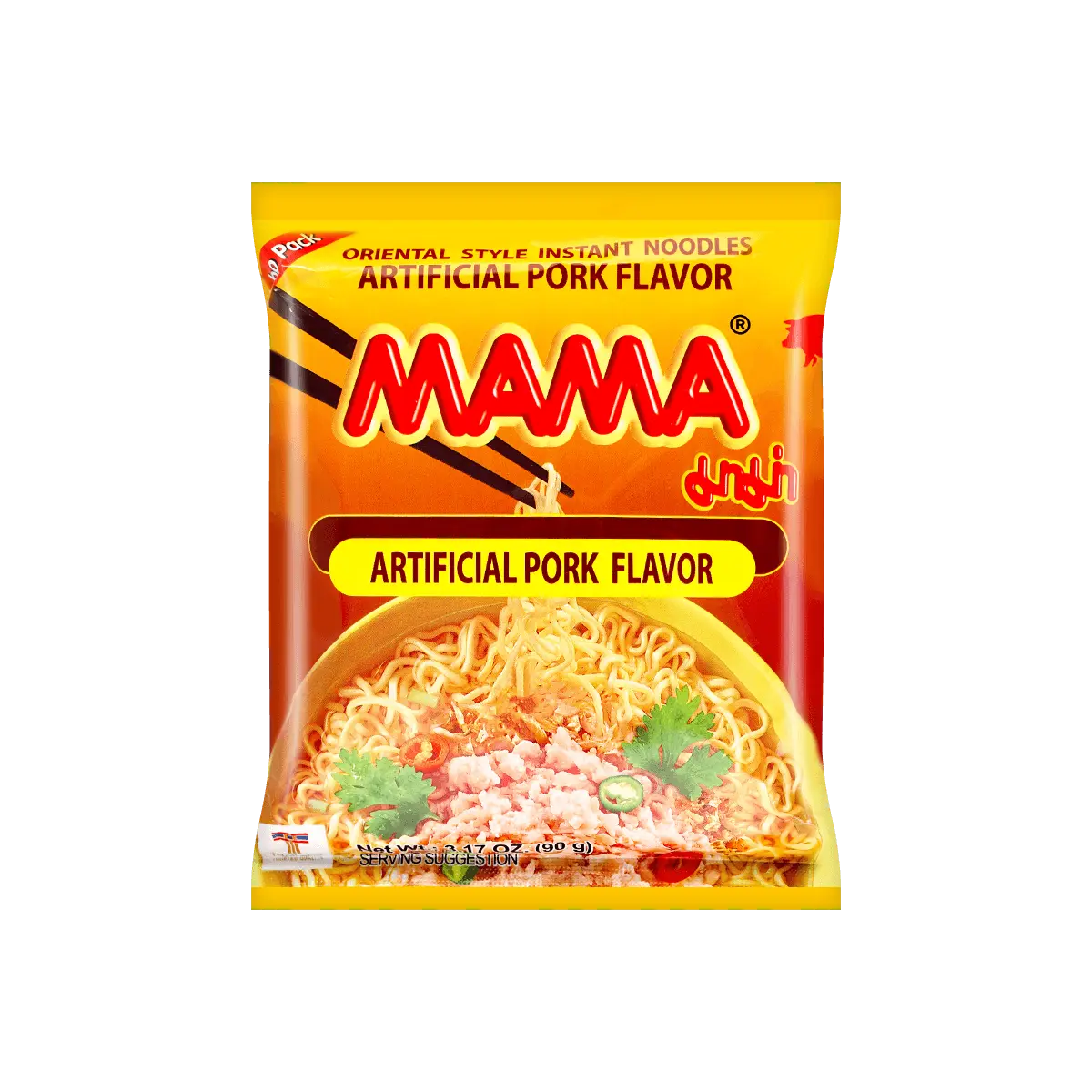MAMA Instant Noodles, Minced Pork Flavor, 90g Pack - Authentic Thai Classic "Must-Eat" Ramen