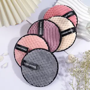 Makeup Remover Microfiber Cotton Pad Cosmetics Washable Makeup Towel Cleaning Sponge Skin Care Tool Washcloth in Pink Beige and Gray Colors organizer