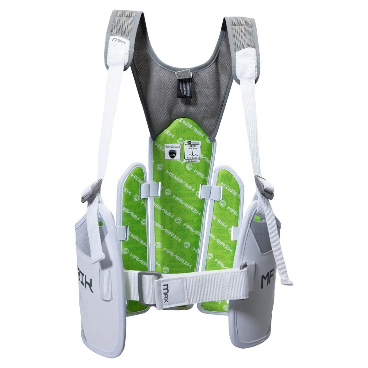Adjustable Lacrosse Kidney Pad, 5-Panel Protective Gear with Comfort Mesh Fabric and Secure Waist Strap, Maverik, Shoulders, Kidney Shape, Compatible With Any Maverik Ekg Shoulder Pad, Five Panel Design