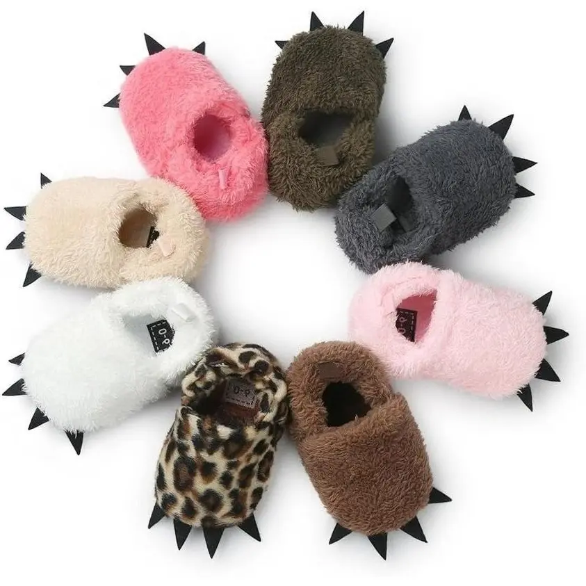 L-FSOK05  Baby Boys Girls Soft Plush Slippers Animal Boots Toddler Infant Crib Shoes Winter House Shoes