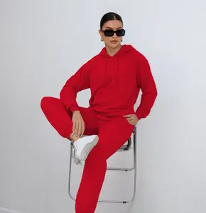 RED MARINE  Women's Spring Summer Essential Hoodie Set with Convenient Pocket - Versatile and Stylish Sweatshirt Outfit