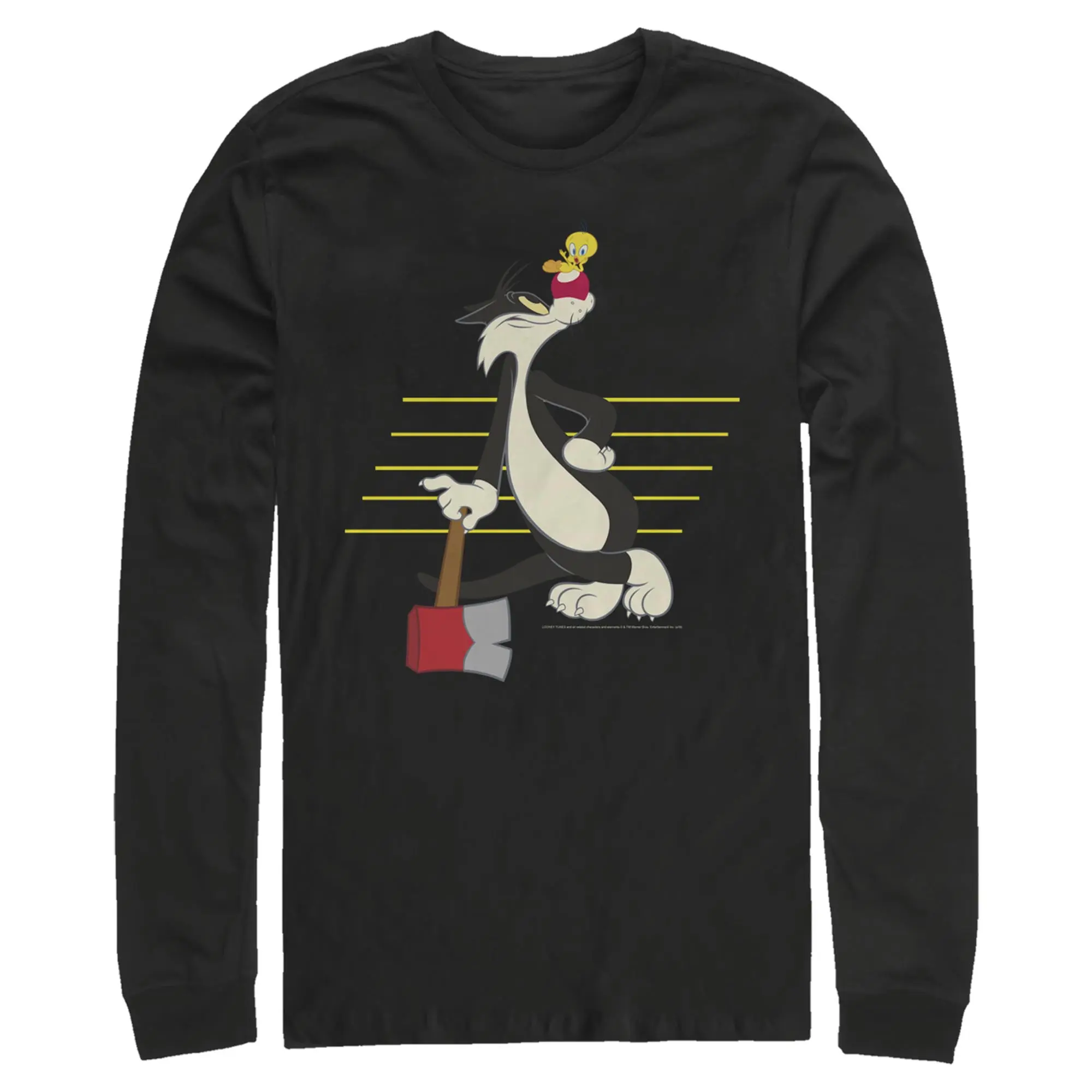 Men's Looney Tunes Sylvester And Tweety Lines Long Sleeve Shirt
