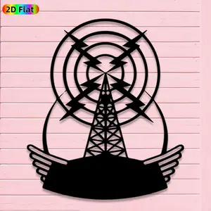 1pc Avant-Garde Transmission Tower with Lightning Metal Wall Art, Avant-Garde Transmission Tower with Lightning Statue Mural, Iron Craft, Perfect for Garage, Workshop, Patio Wall Decor,Silhouette Wall Decor, Halloween Decor, Ideal Gift for Trend Seekers