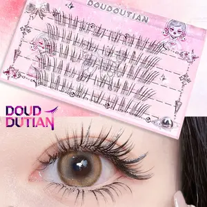 Clear Crystal False Eyelashes, Segmented Single Cluster DIY Realistic Color, Exaggerated CC Curl, Newbie Length 10mm-13mm, Bold Separated Lashes