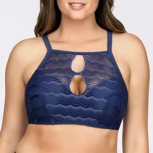 PARFAIT Keira S8071 Womens Halter Bikini Top Crochet Underwire Support Swimwear Twilight with Padded Cups & Adjustable Straps