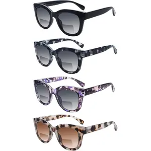 4 Pack Bifocal Reading Sunglasses for Women Men Spring Hinge UV Protection Stylish Outdoor Sun Reading Glasses (4 MIX, 2.50, multiplier_x)
