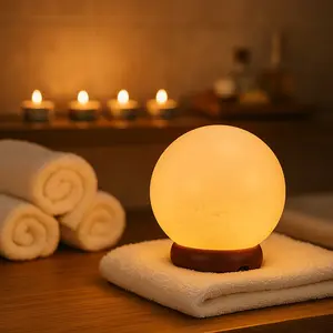 White Himalayan Salt Globe on Base