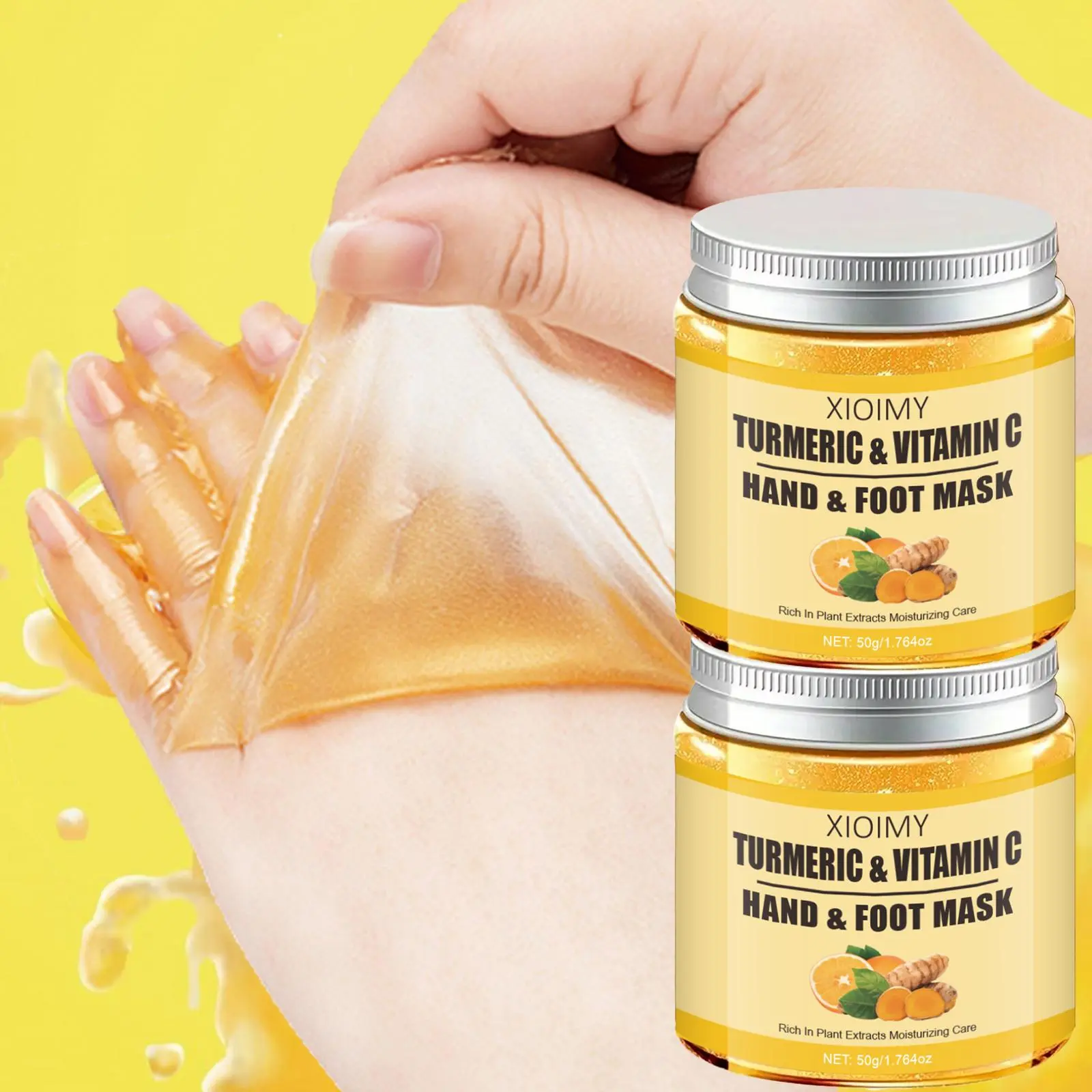 Turmeric & Vitamin C Hand Mask, 2 Counts/set Moisturizing Hand Mask, Hydrating Hand Care Mask, Hand Care Product for Women & Men, Moisturizing Foot Mask, Hydrate Moisturize, Moisture, Feet Mask