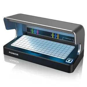 PONNOR AL-12 Counterfeit Bill Detector Money Checker Machine with Dual UV LED Light for Credit Card & ID Detection, Suitable for All Currencies with Auto ON/Off Rechargeable Battery Large FullBacklit Desktop