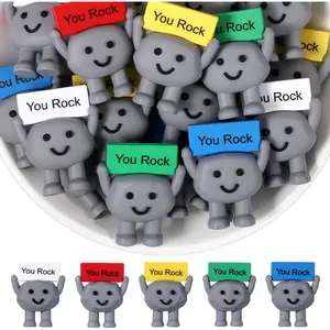 25 Pcs Mini Rubber You Rock Toys Positive Gifts for Colleagues Staff Teachers Motivational Birthday Decorations and Encouragement Figurines