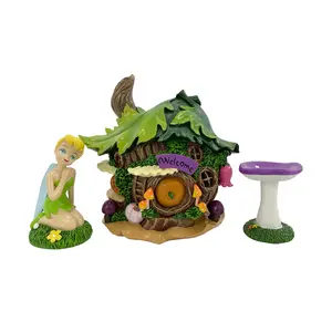 Tinker Bell Miniature Garden Set with Solar Tree House