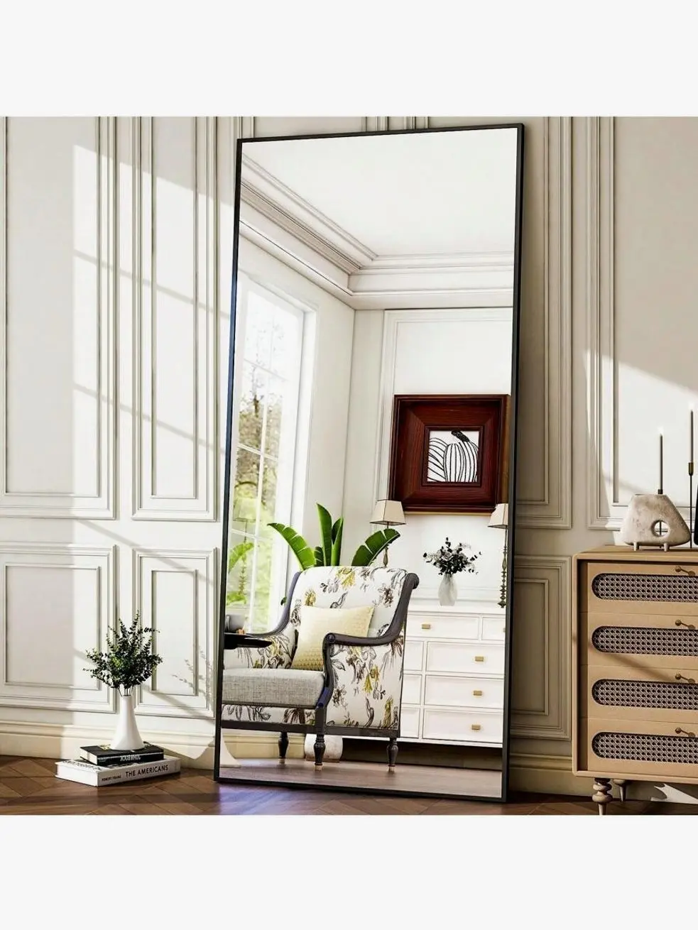 71x26 Full Length Mirror, Black Aluminum Frame Floor Mirror, Freestanding Full Body Home Decor Mirror