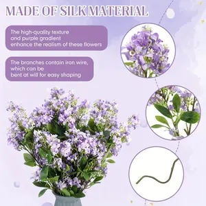 3 sets of 30-inch elegant purple artificial lilac - real-touch silk purple grass stems, perfect for vase centerpieces, wedding bouquets and home decorations, Artificial Flower Arrangements