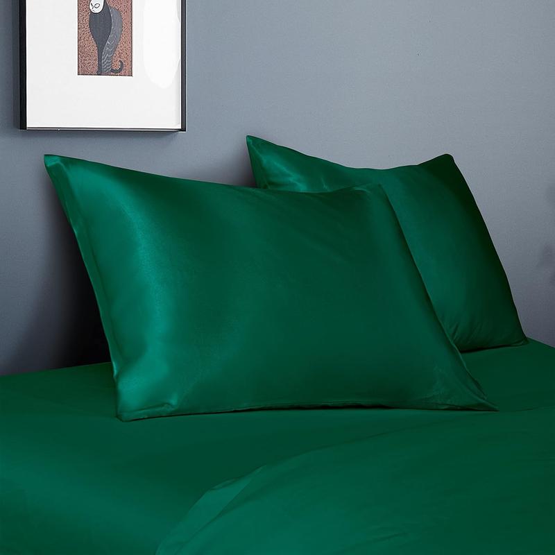 2 Pack Silk Satin Pillowcases for Hair and Skin Silky Soft Luxurious Bedding Pillow Cases with Envelope Closure Solid Red Color