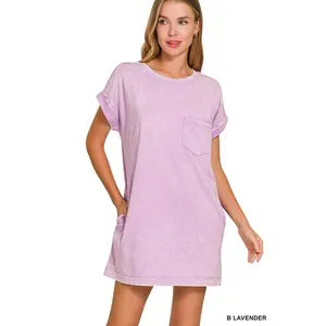 Zenana Premium Cotton Washed T-Shirt Dress