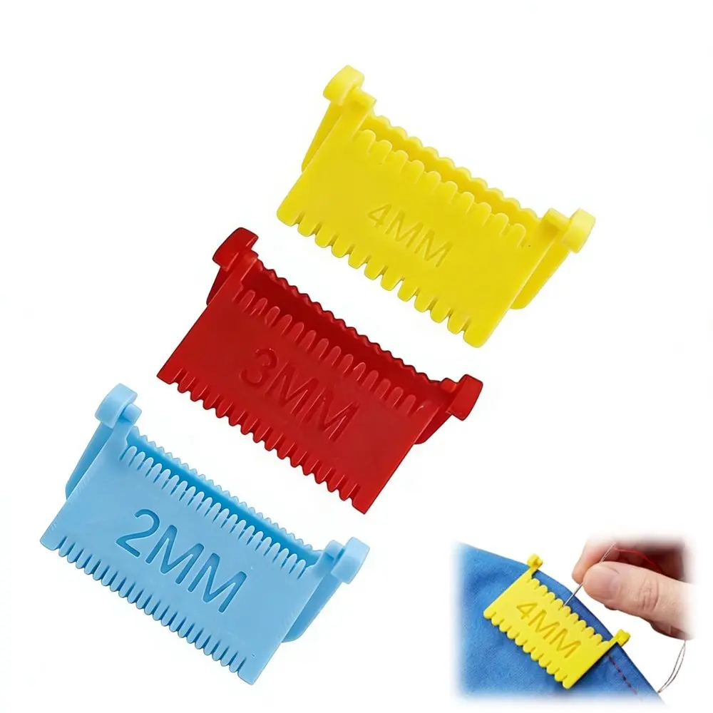 3-Piece Clamping Sewing Ruler Set, Handmade Even Stitch Guide, Quilt Template with 2mm/3mm/4mm Spacing, DIY Sewing Tool for Patchwork, Mending, Embroidery