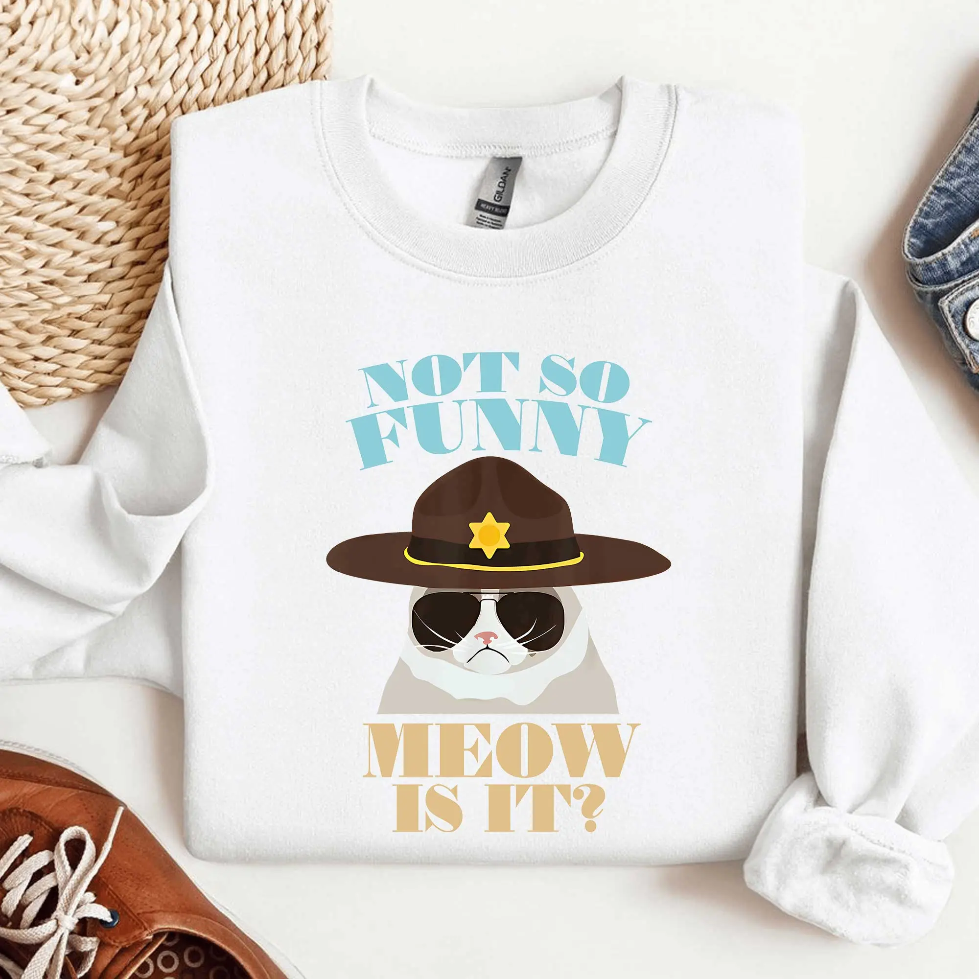 Not So Funny Meow Is It? State Super Trooper Funny Cat Lover Saying Police Shirt