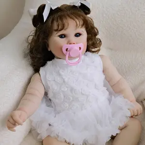 Realistic Reborn Baby Dolls 20 Inch Real Life Newborn Baby Doll with Rooted Hair and Cloth Body Toddler Dolls Girls with Clothes for Kids Age 3+