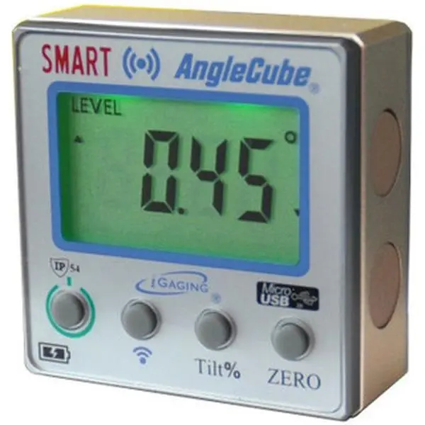 iGaging Smart Anglecube Digital Protractor Hand Measuring Tool - Alloy Body, Micro USB, Precision Level, Tile Measurement, Wireless Sync for Angle & Surface Checks, Cable, 0.05° Accuracy: ± 0.2° Repeatability: 0.05°