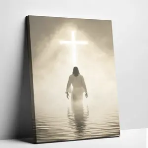 Jesus Walking on Water Canvas Wall Art – Christian Faith Decor, Inspirational Bible Artwork