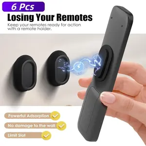 6 Pcs Remote Control Storage Bracket Wall Mounted, Adhesive Mount, Wall Mount Organizer, No Drilling Required, Ultra-Thin Design, Strong Magnetic Suction, Traceless Silicone Tape, Wall Mounted Holder