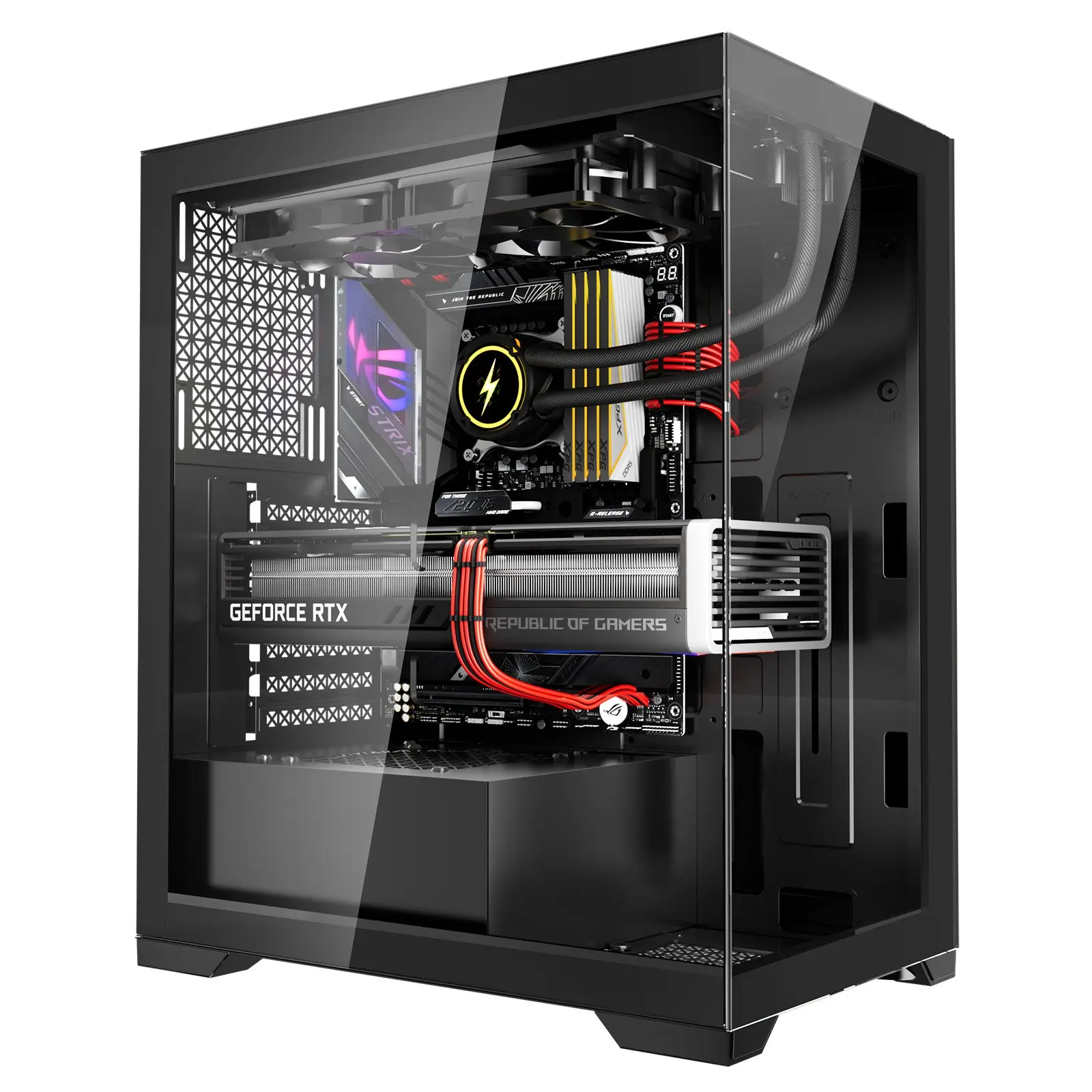 Modern Durable SPCC Steel Metal PC Gaming Mid-Tower Case - ATX, Micro-ATX Motherboard Support, 2x120mm Cooling Units, 1x120mm Cooling Fan, Efficient Airflow, Cable Management System, Clean Routing, Drive Bays, Tempered Glass