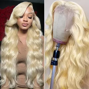 36 Inch 613 Lace Front Wig Human Hair Body wave Blonde 13X4 HD Transparent Lace Front Wigs Human Hair 180% Density Blonde Wigs 613 HD Body wave Lace Frontal Wig Pre Plucked