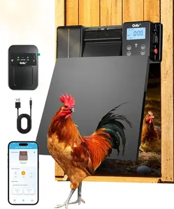 Ortis WiFi Automatic Chicken Coop Door Solar Powered, 0–180° Upward Opening Automatic Anti-Pinch Door, Supports App Remote Control, Equipped with Timer & Light Sensor, Features 5 Smart Modes, Black