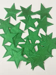 Iron on Patches, Applique Patches, Embroidery Patches, Star Patches, Glittering Iron Patches, Green Star Patches, Patches for Hat, Patches for Jacket
