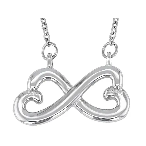 Jtv Women's Silver-Tone Infinity Heart Shape Pendant Necklace - Fashionable Jewelry Accessories, Adjustable 17-23 in Link Chain, Metal-Coated Elegant Silver Heartwear Necklace