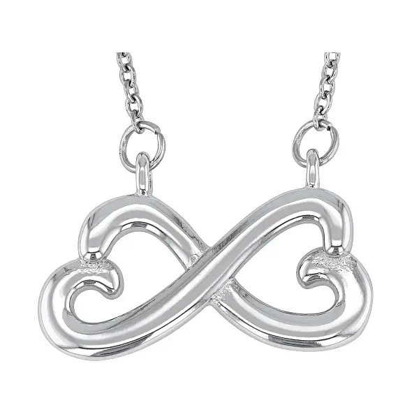 Jtv Women's Silver-Tone Infinity Heart Shape Pendant Necklace - Fashionable Jewelry Accessories, Adjustable 17-23 in Link Chain, Metal-Coated Elegant Silver Heartwear Necklace