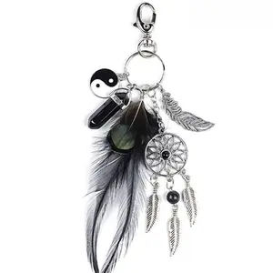 2Counts/Set Handmade Feather Keychain Pendant, Indian Style Dreamcatcher Charm, Boho Tassel Bag Accessory, Ethnic Fashion Jewelry for Women